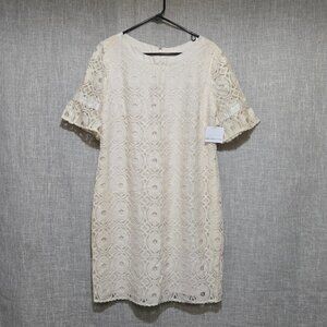 Liz Claiborne Plus Size Vintage Inspired Cream Lace Dress 16